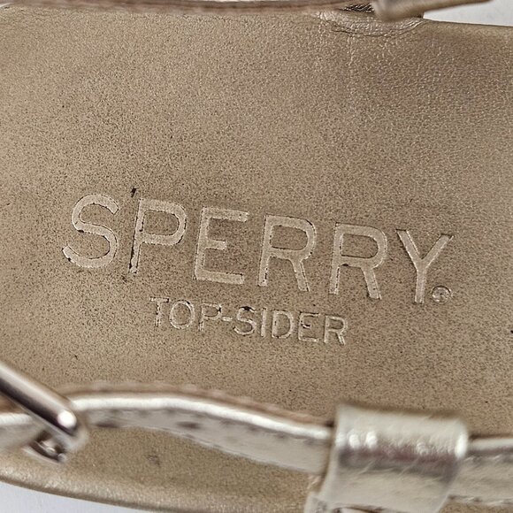 Sperry Sandals Womens Size 7M Gold Metallic T Strap Adjustable Strap Flats - Picture 9 of 10